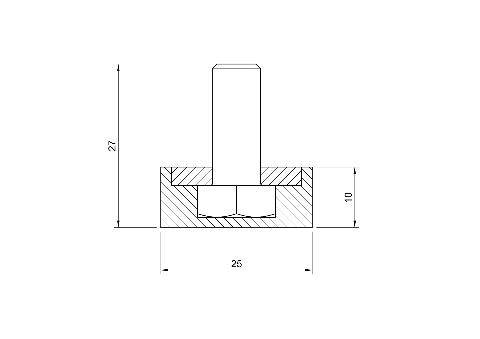 Odbój fi 25x10 1xM8