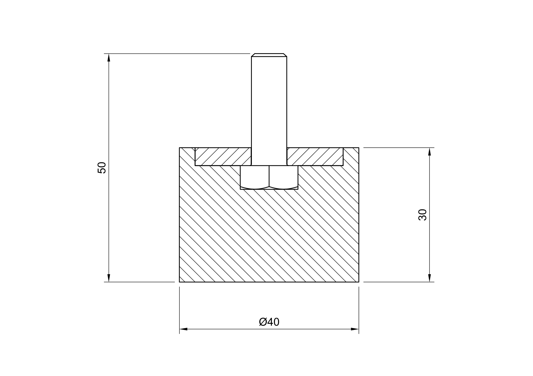 Odbój 40x30 1xM8