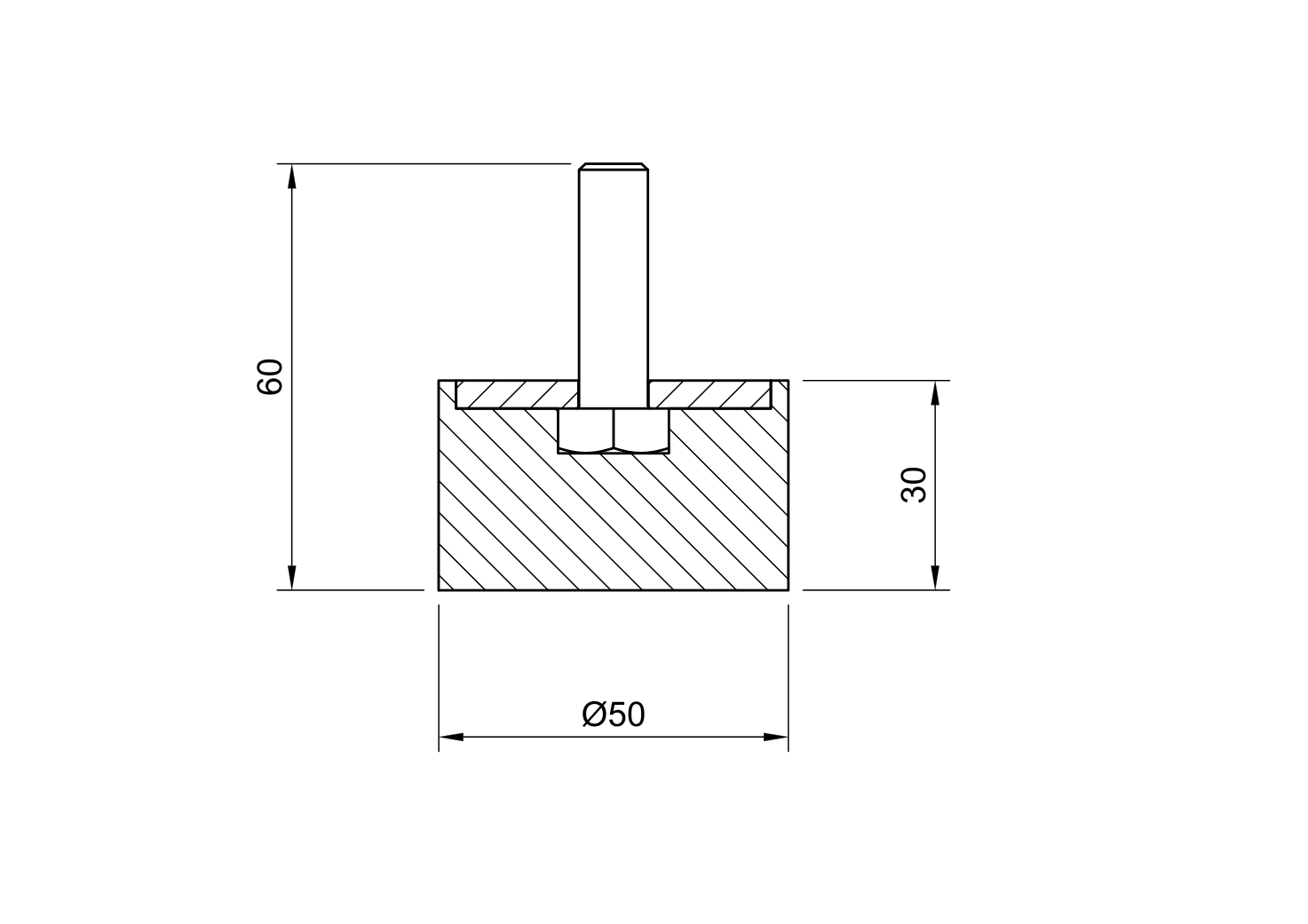 Odbój fi 50x30 1xM10